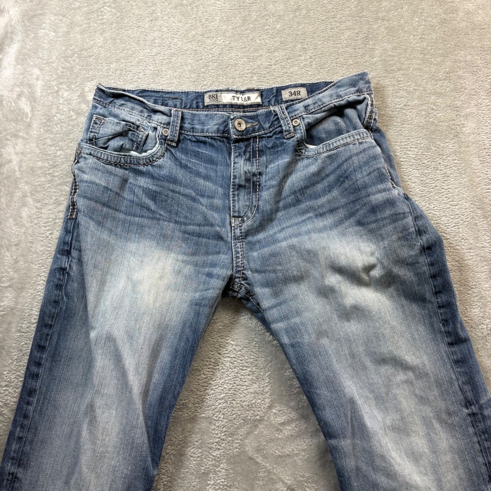 BKE Denim Tyler Straight Jeans Mens 34R Light Wash